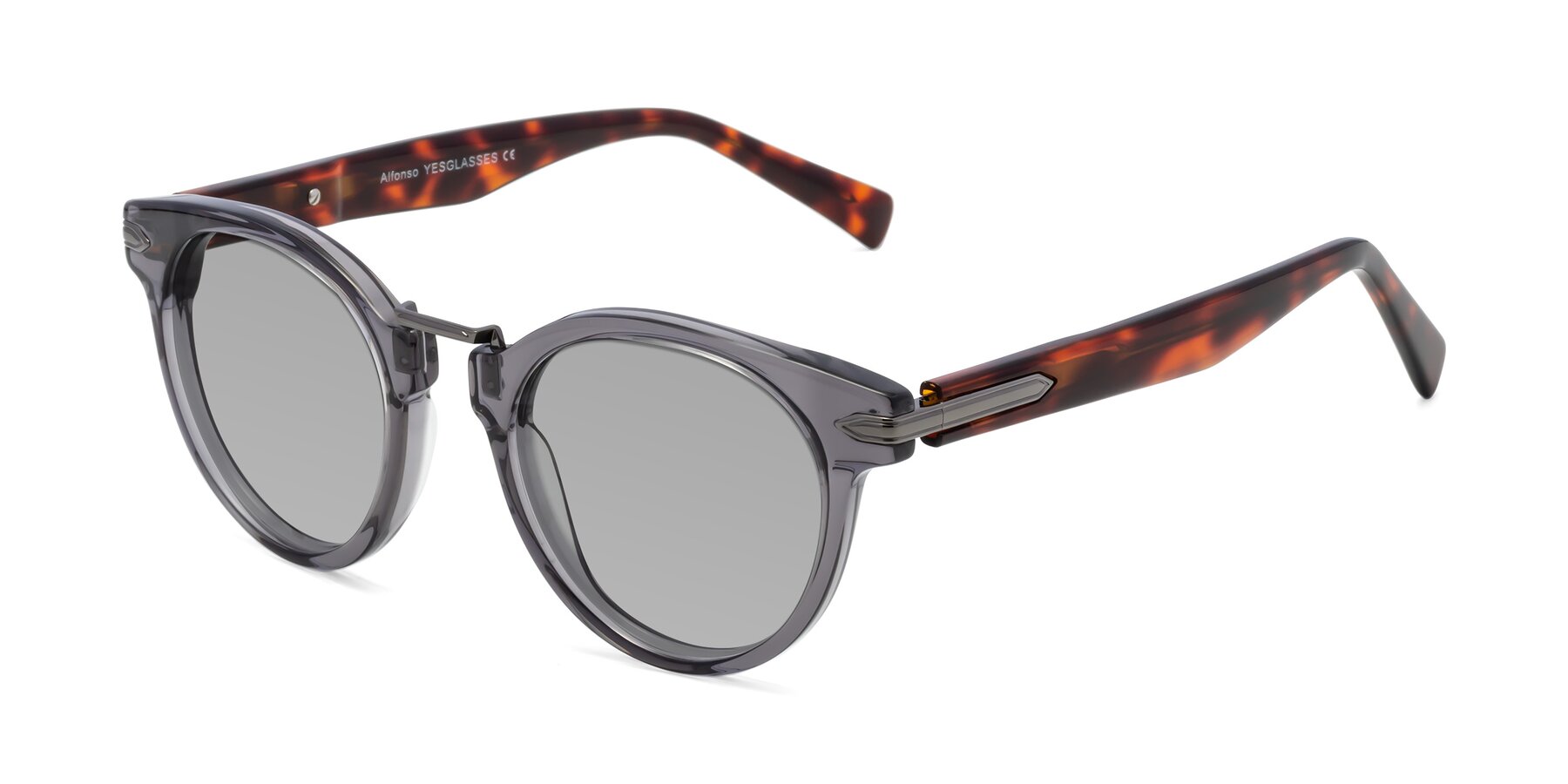 Angle of Alfonso in Gray /Tortoise with Light Gray Tinted Lenses