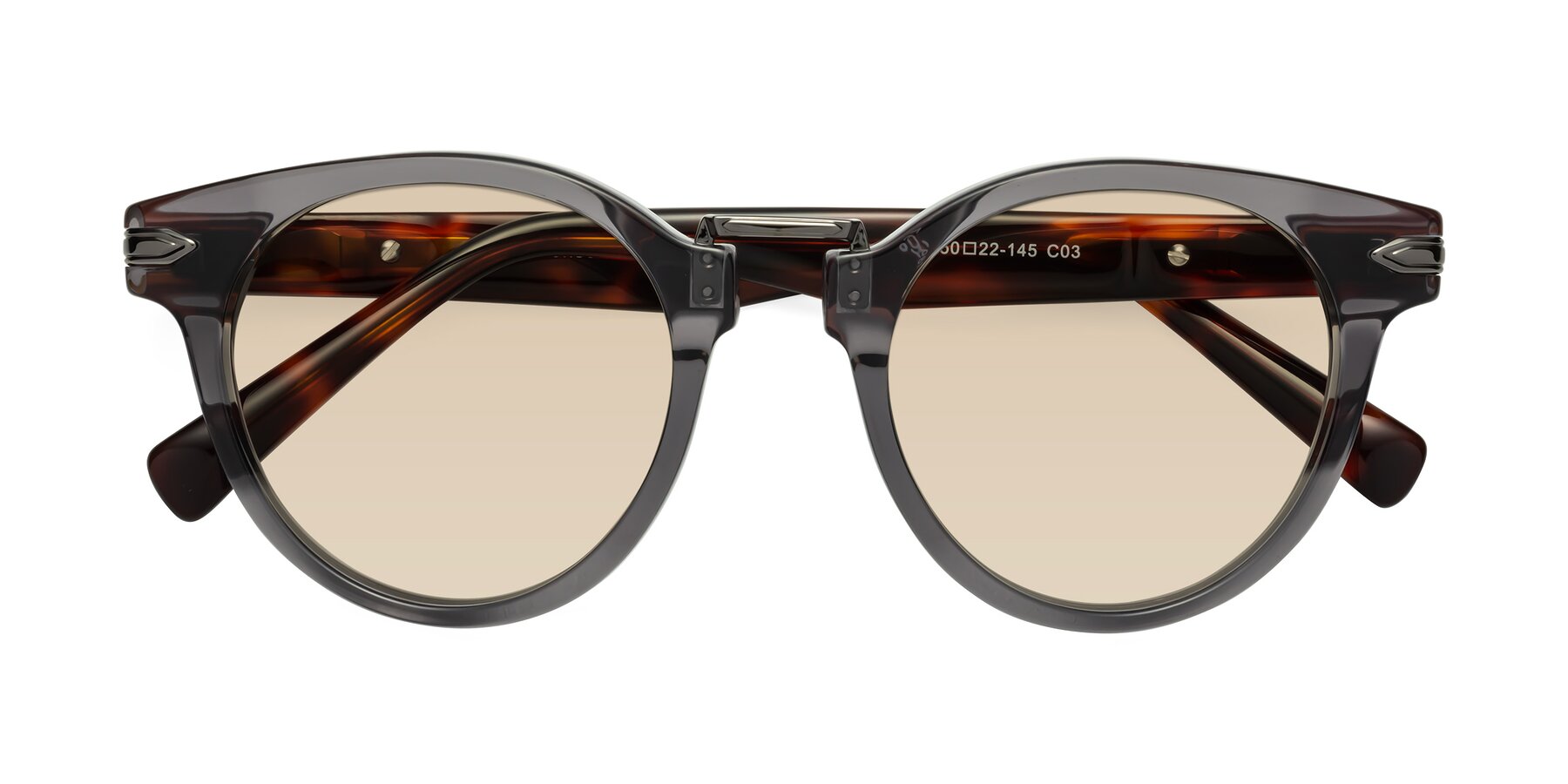 Folded Front of Alfonso in Gray /Tortoise with Light Brown Tinted Lenses