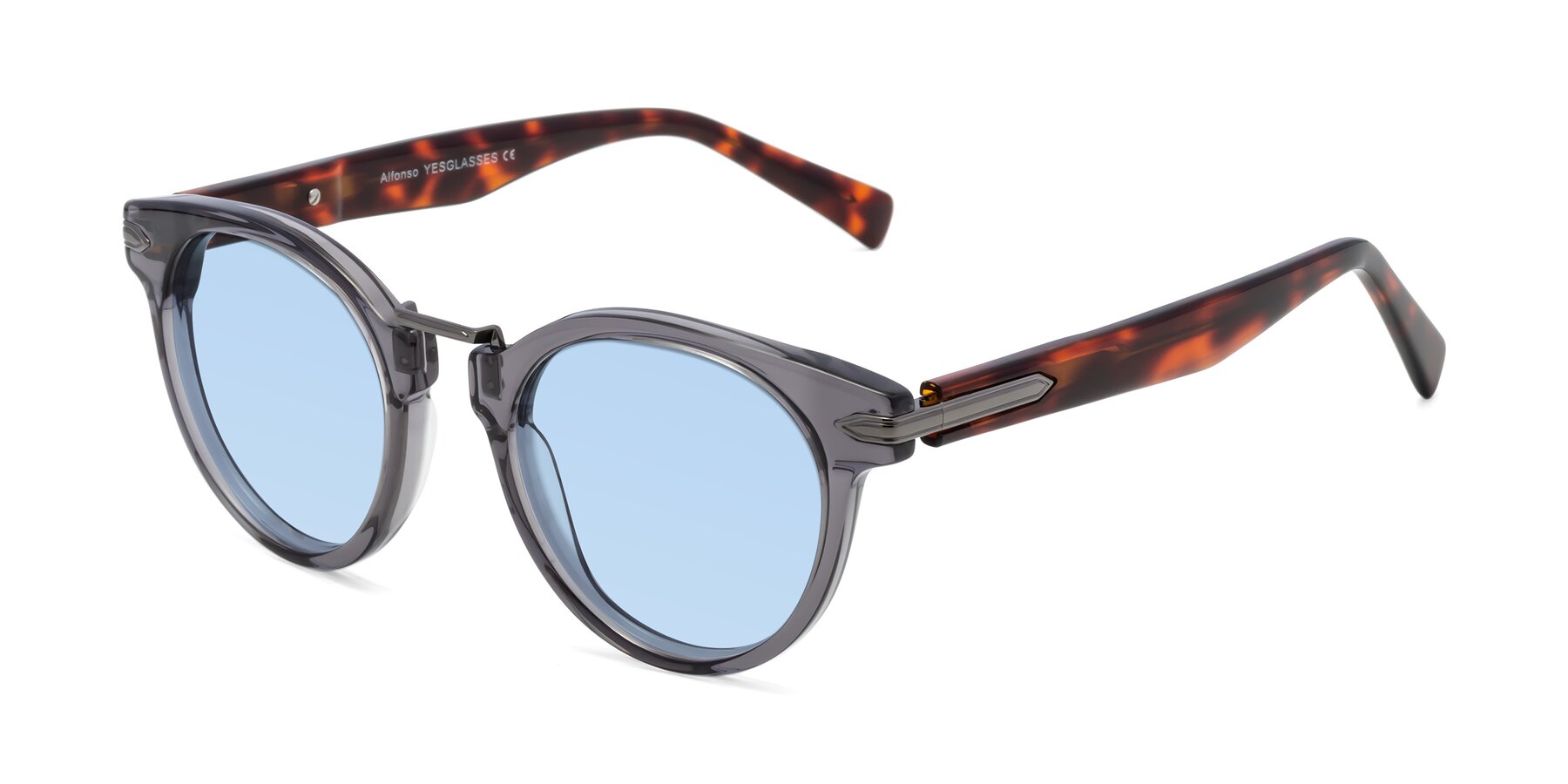 Angle of Alfonso in Gray /Tortoise with Light Blue Tinted Lenses