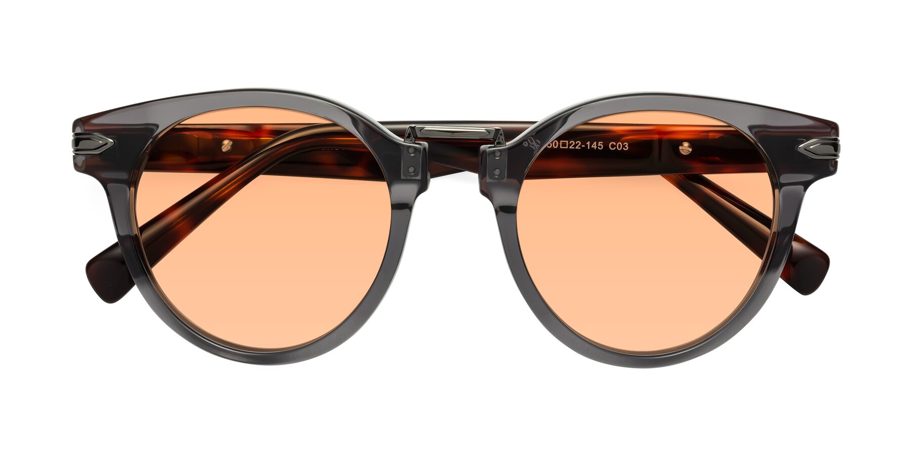 Folded Front of Alfonso in Gray /Tortoise with Light Orange Tinted Lenses