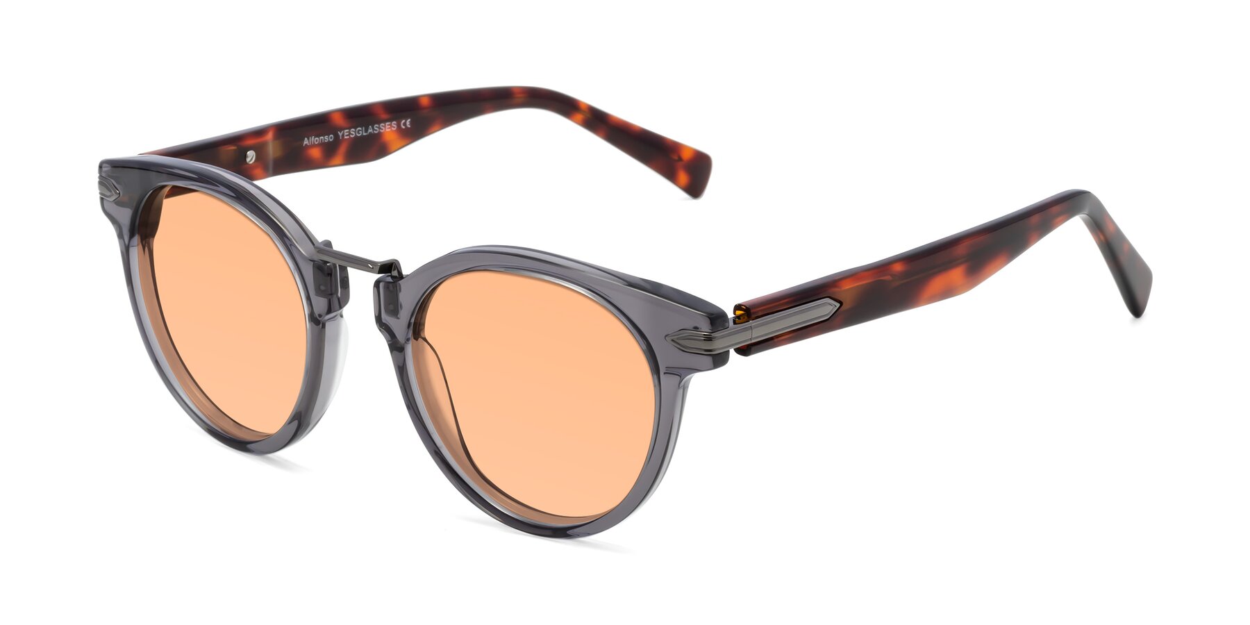 Angle of Alfonso in Gray /Tortoise with Light Orange Tinted Lenses