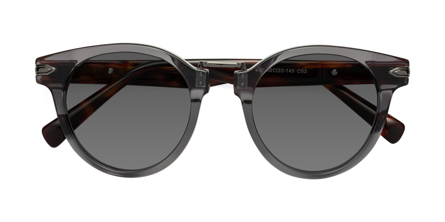 Folded Front of Alfonso in Gray /Tortoise with Medium Gray Tinted Lenses