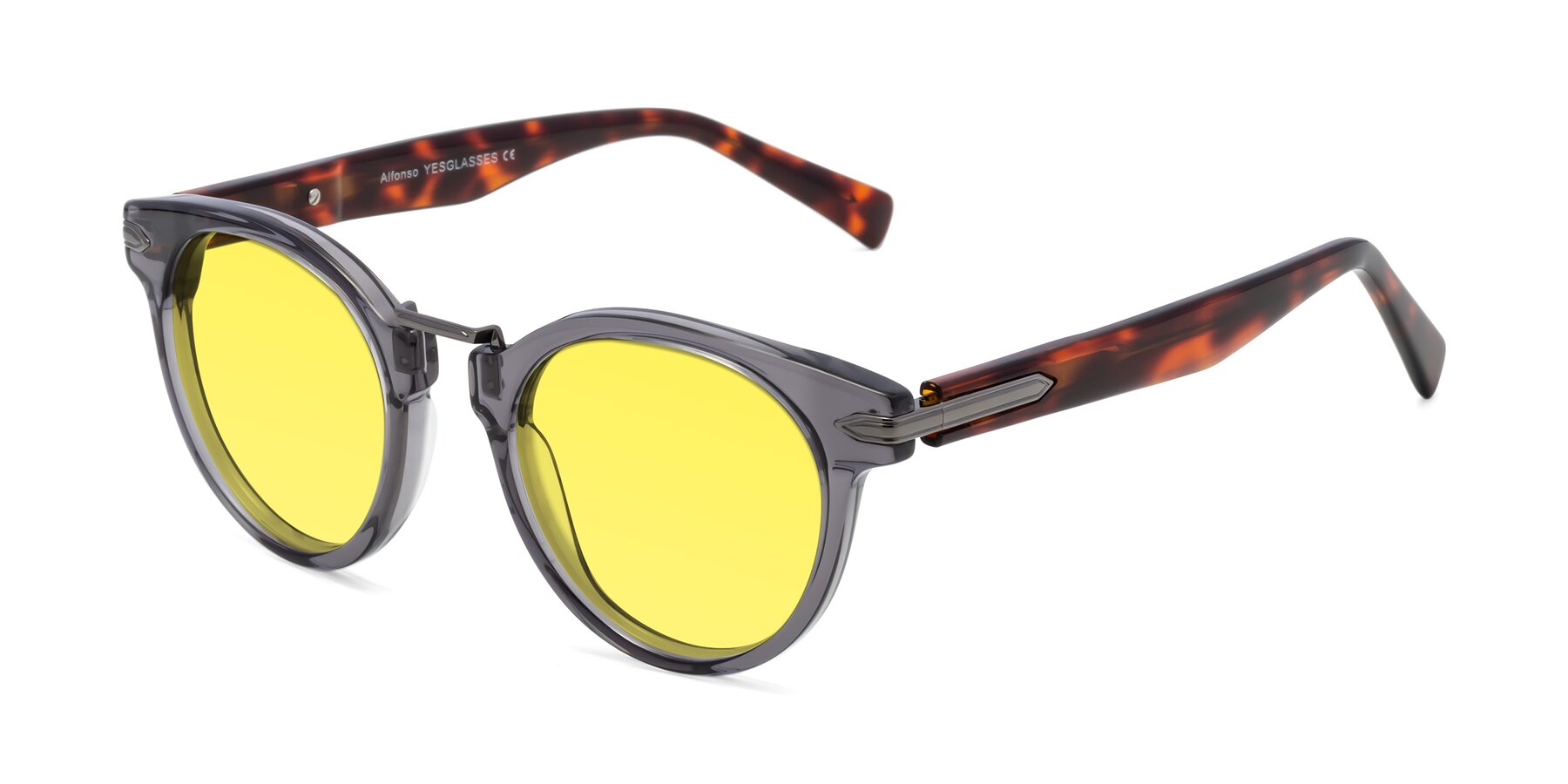 Angle of Alfonso in Gray /Tortoise with Medium Yellow Tinted Lenses