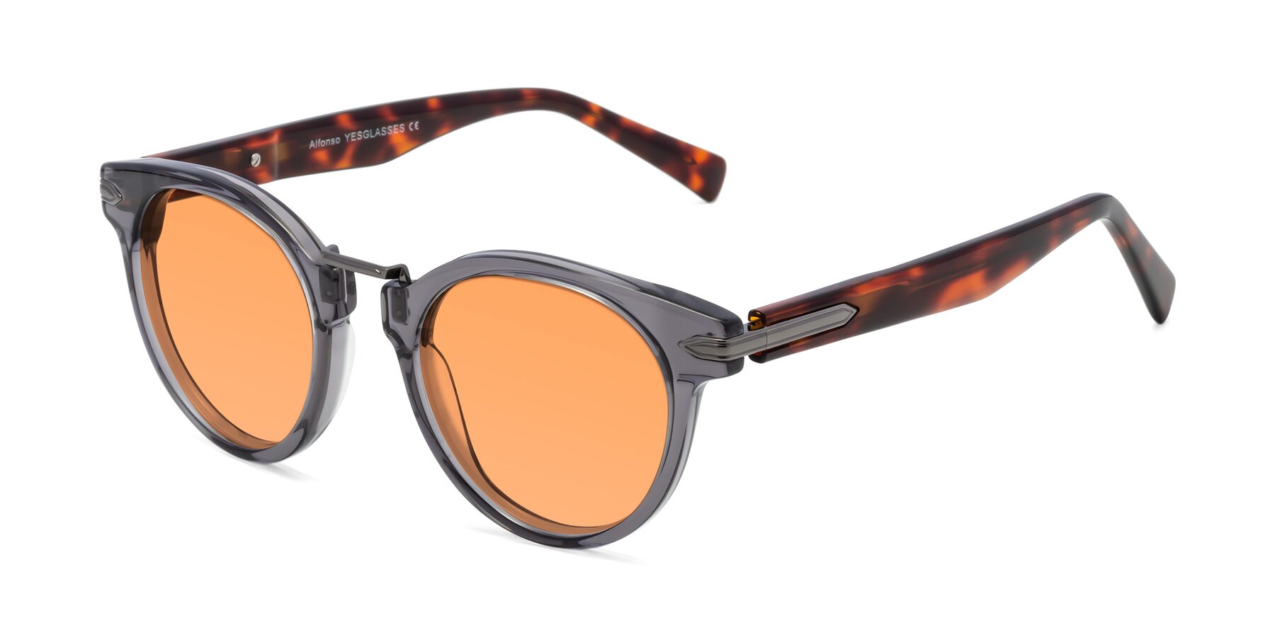 Angle of Alfonso in Gray /Tortoise with Medium Orange Tinted Lenses