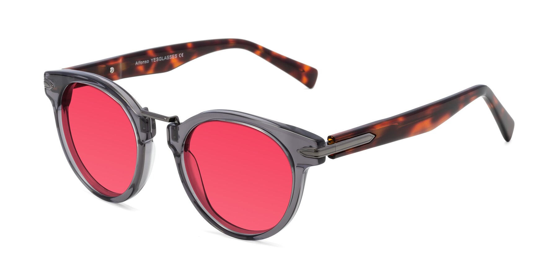 Angle of Alfonso in Gray /Tortoise with Red Tinted Lenses