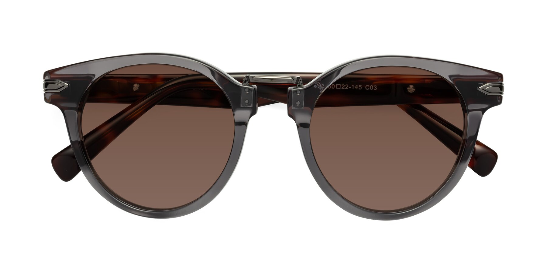 Folded Front of Alfonso in Gray /Tortoise with Brown Tinted Lenses