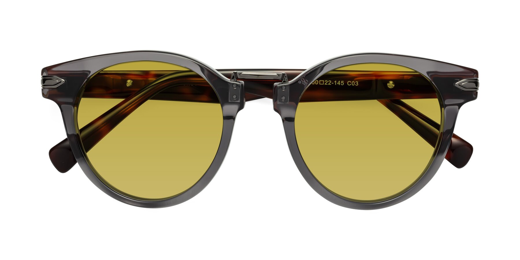 Folded Front of Alfonso in Gray /Tortoise with Champagne Tinted Lenses