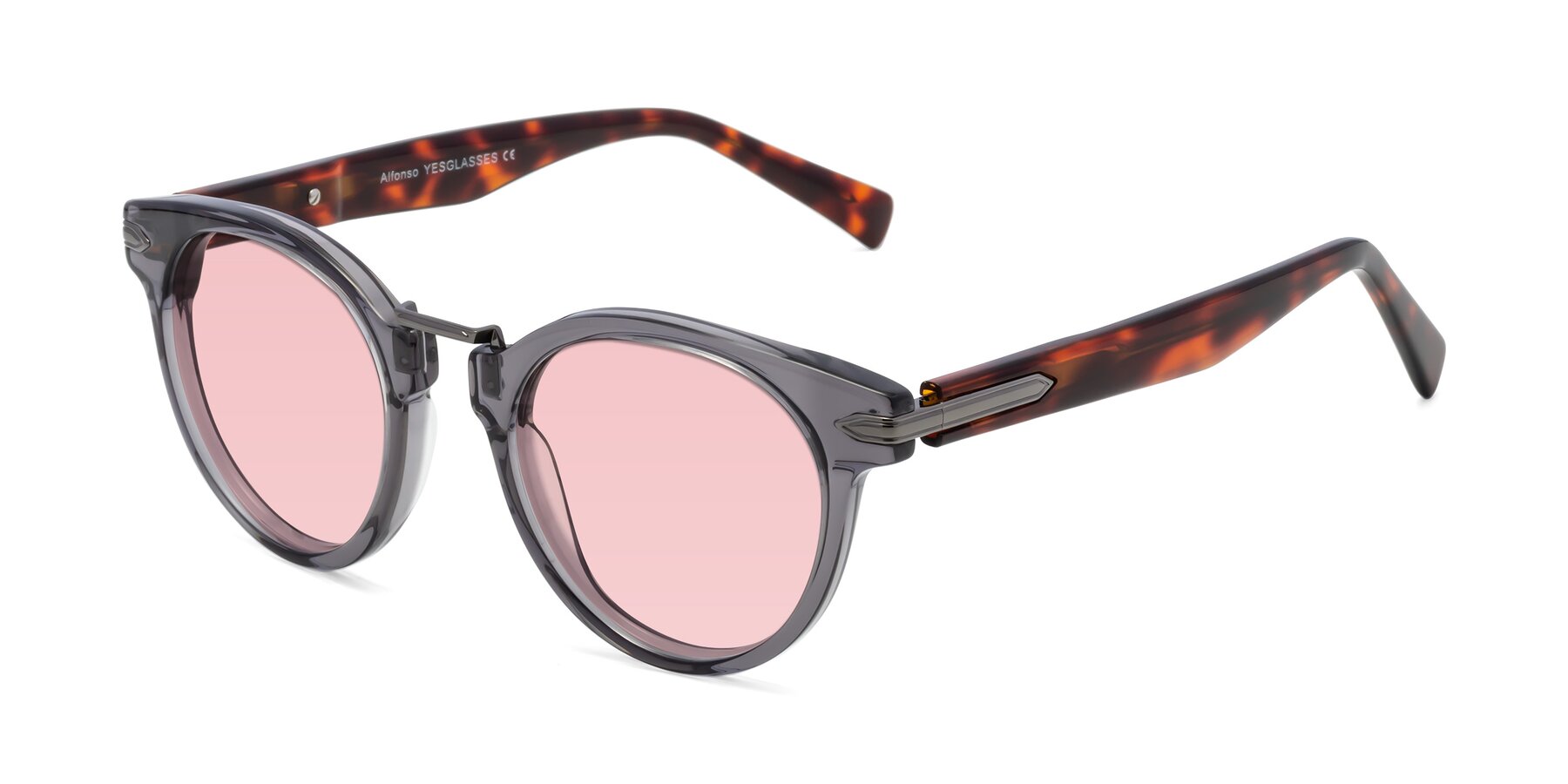 Angle of Alfonso in Gray /Tortoise with Light Garnet Tinted Lenses