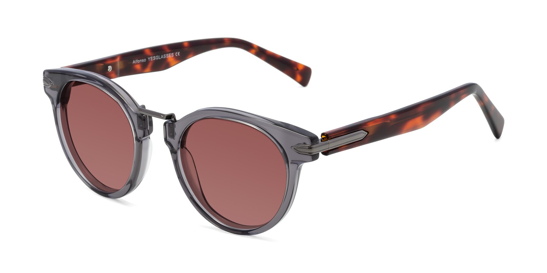 Angle of Alfonso in Gray /Tortoise with Garnet Tinted Lenses