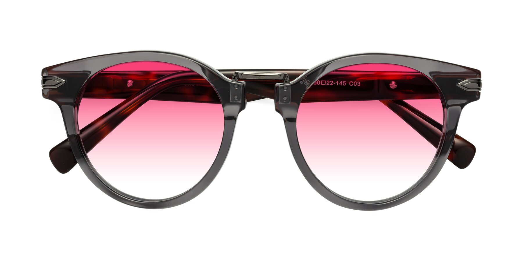 Folded Front of Alfonso in Gray /Tortoise with Pink Gradient Lenses