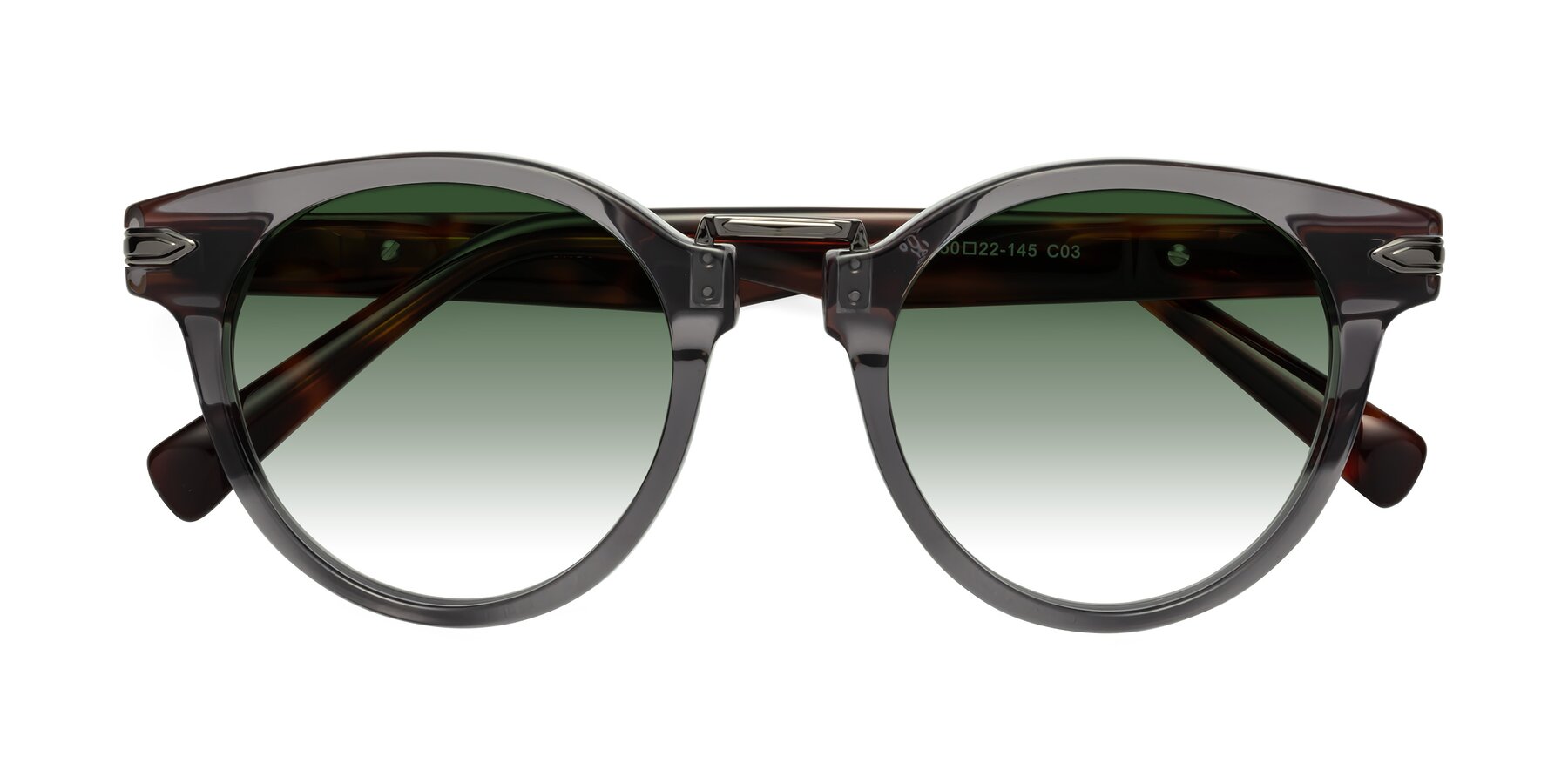 Folded Front of Alfonso in Gray /Tortoise with Green Gradient Lenses