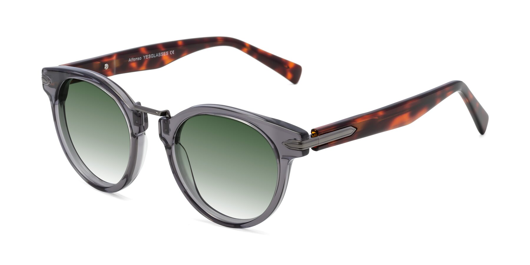 Angle of Alfonso in Gray /Tortoise with Green Gradient Lenses