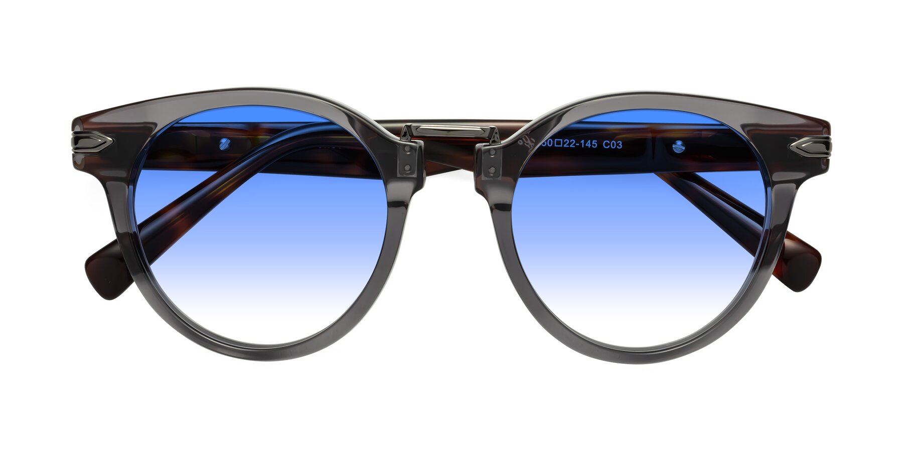 Folded Front of Alfonso in Gray /Tortoise with Blue Gradient Lenses