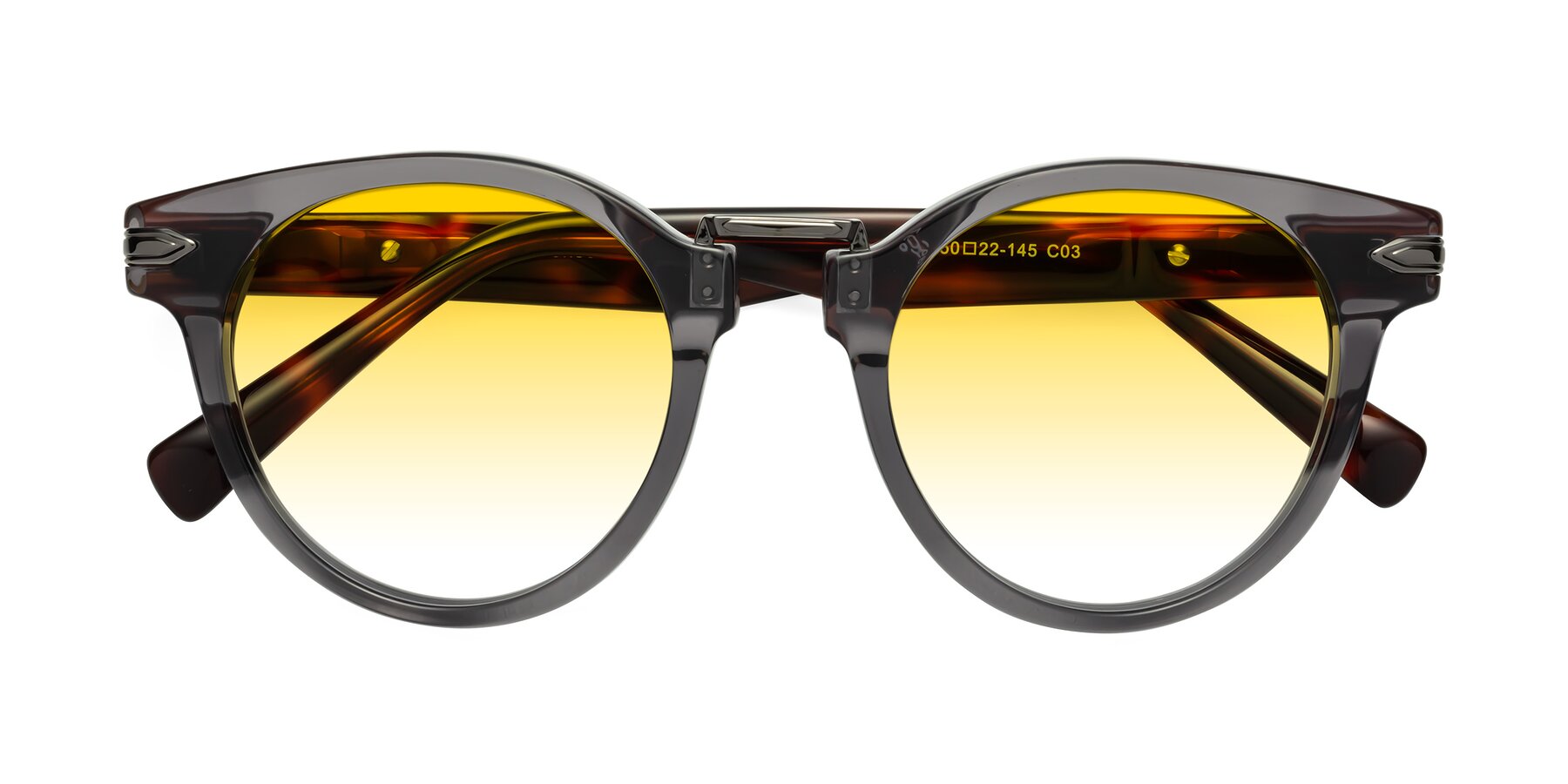 Folded Front of Alfonso in Gray /Tortoise with Yellow Gradient Lenses