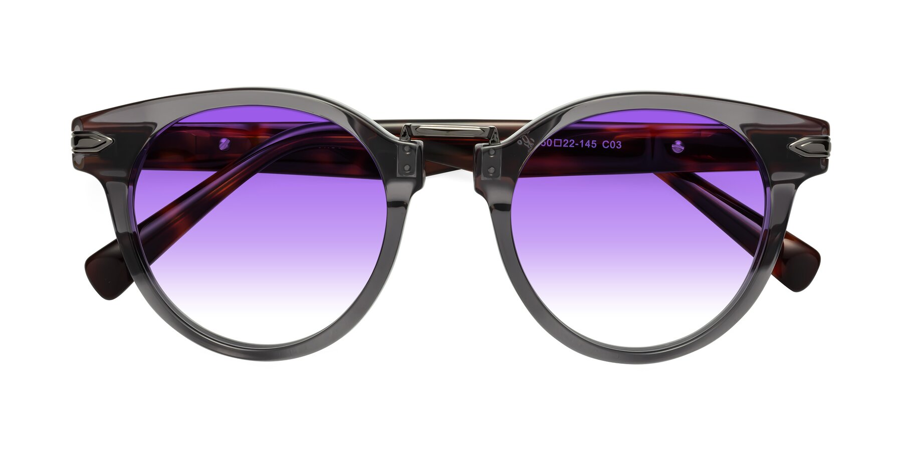 Folded Front of Alfonso in Gray /Tortoise with Purple Gradient Lenses