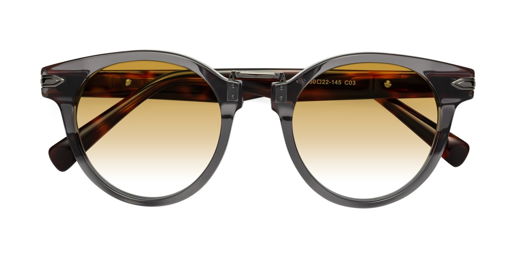 Folded Front of Alfonso in Gray /Tortoise with Champagne Gradient Lenses