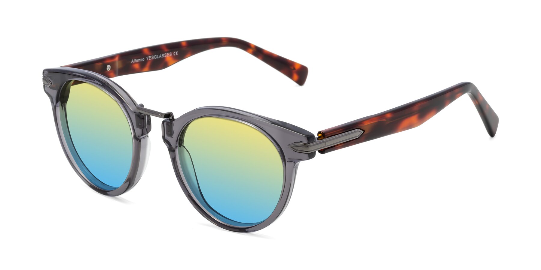 Angle of Alfonso in Gray /Tortoise with Yellow / Blue Gradient Lenses