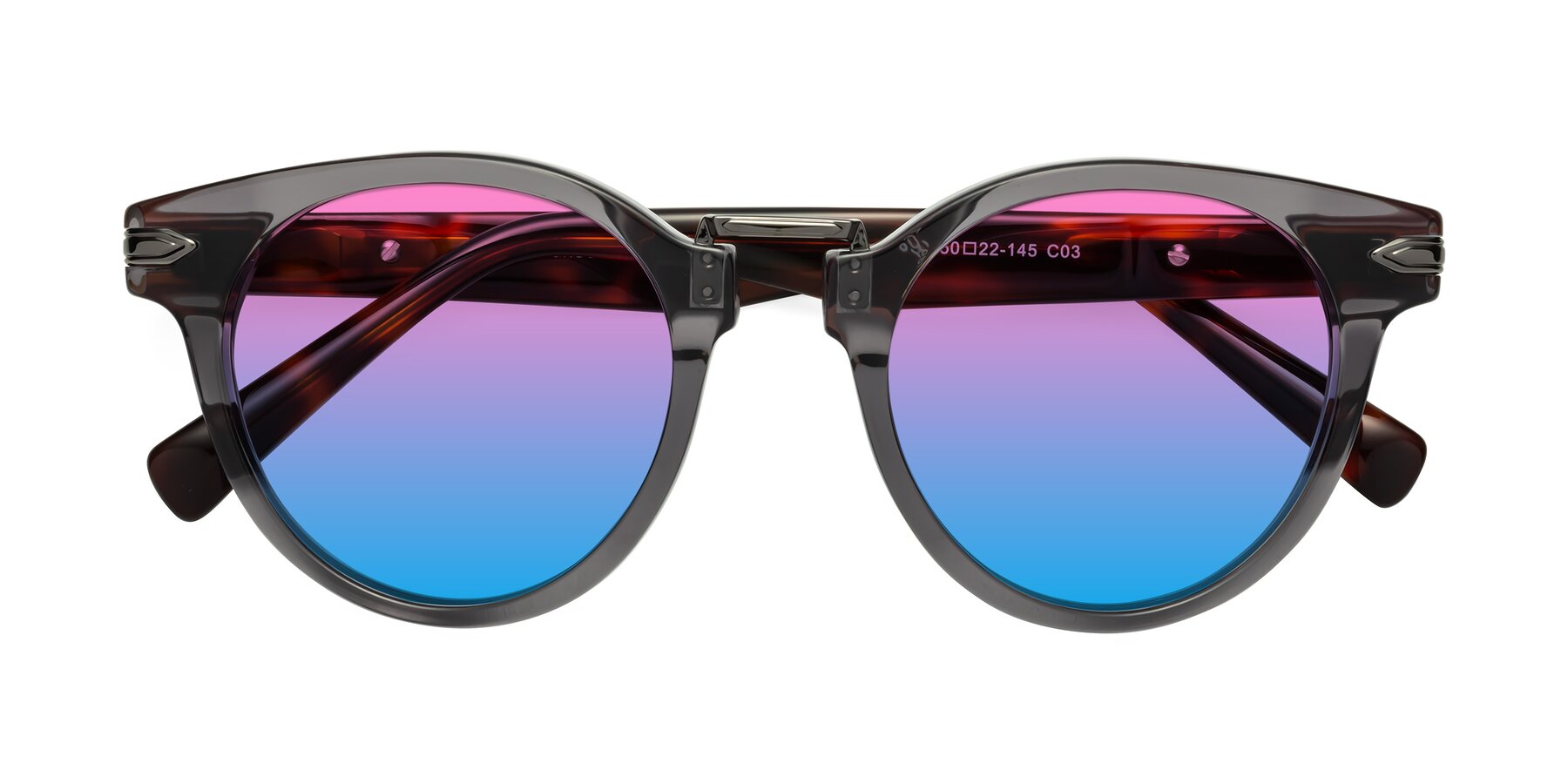 Folded Front of Alfonso in Gray /Tortoise with Pink / Blue Gradient Lenses
