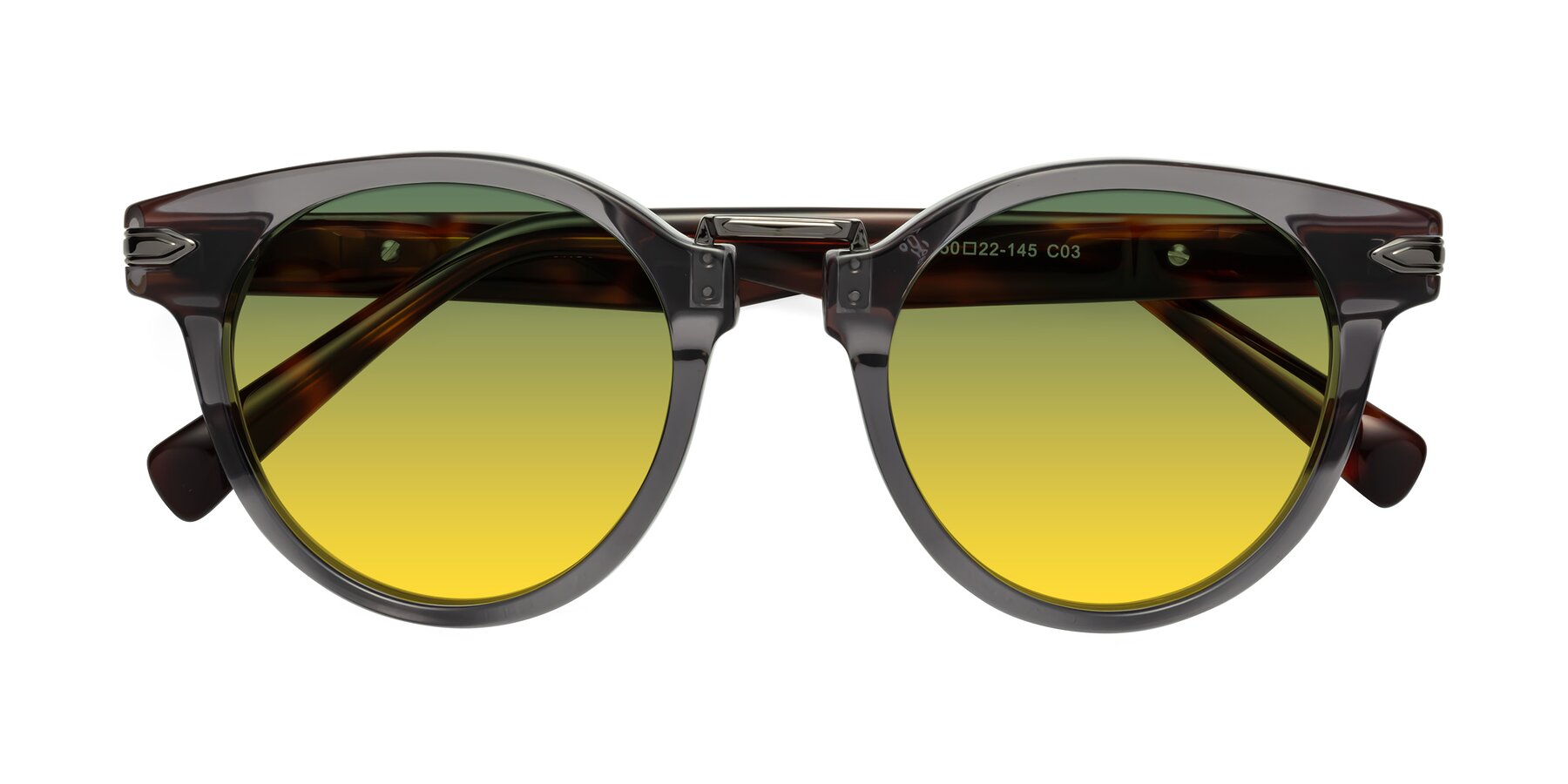 Folded Front of Alfonso in Gray /Tortoise with Green / Yellow Gradient Lenses