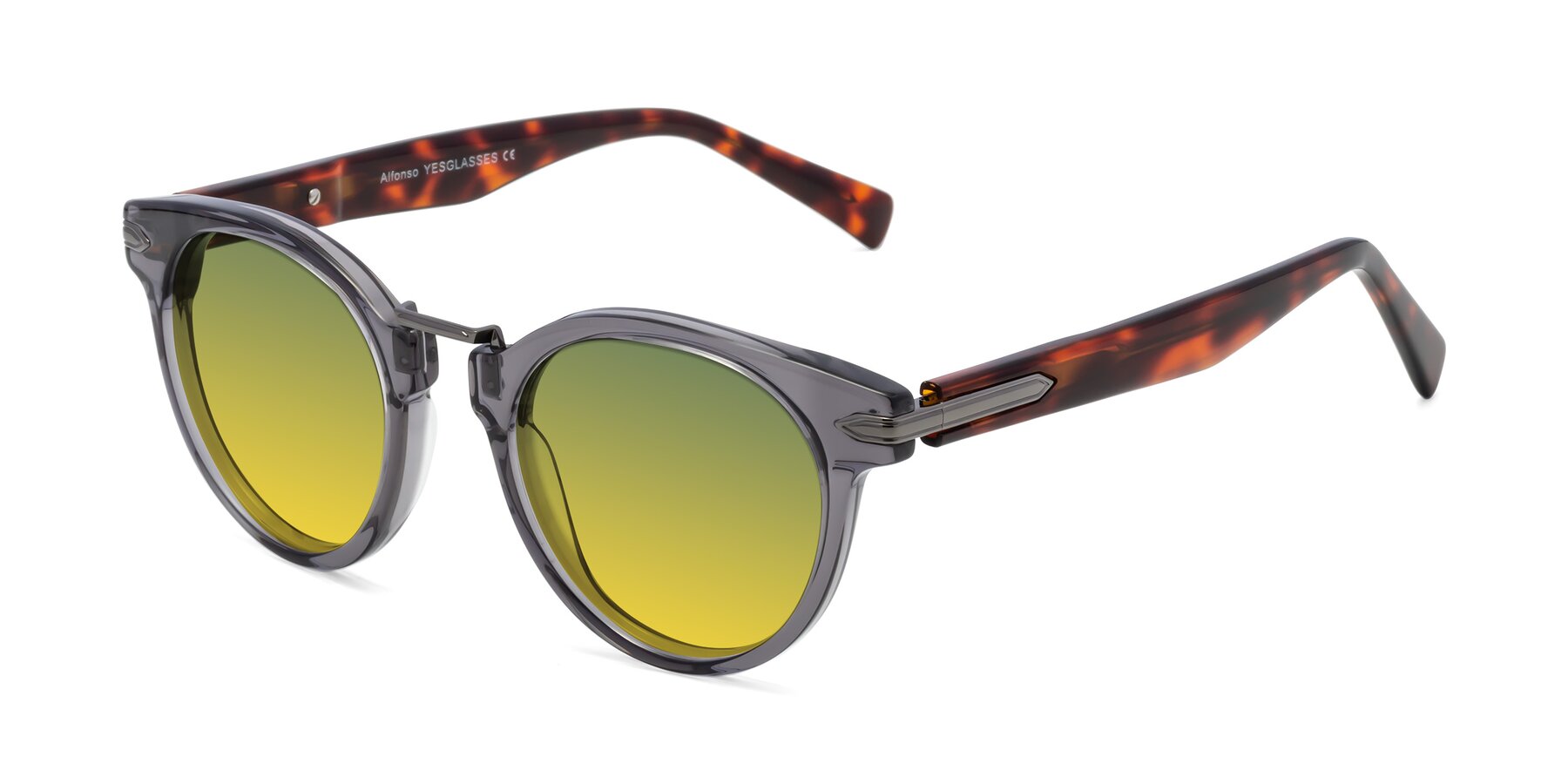 Angle of Alfonso in Gray /Tortoise with Green / Yellow Gradient Lenses