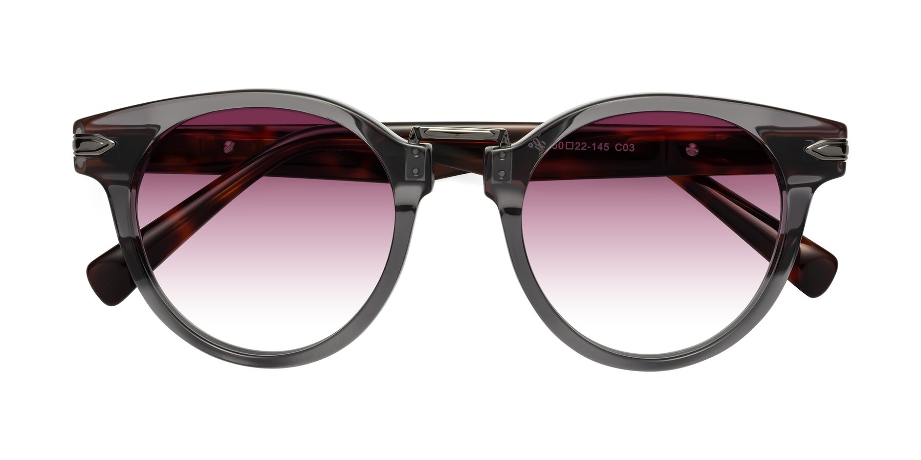 Folded Front of Alfonso in Gray /Tortoise with Wine Gradient Lenses