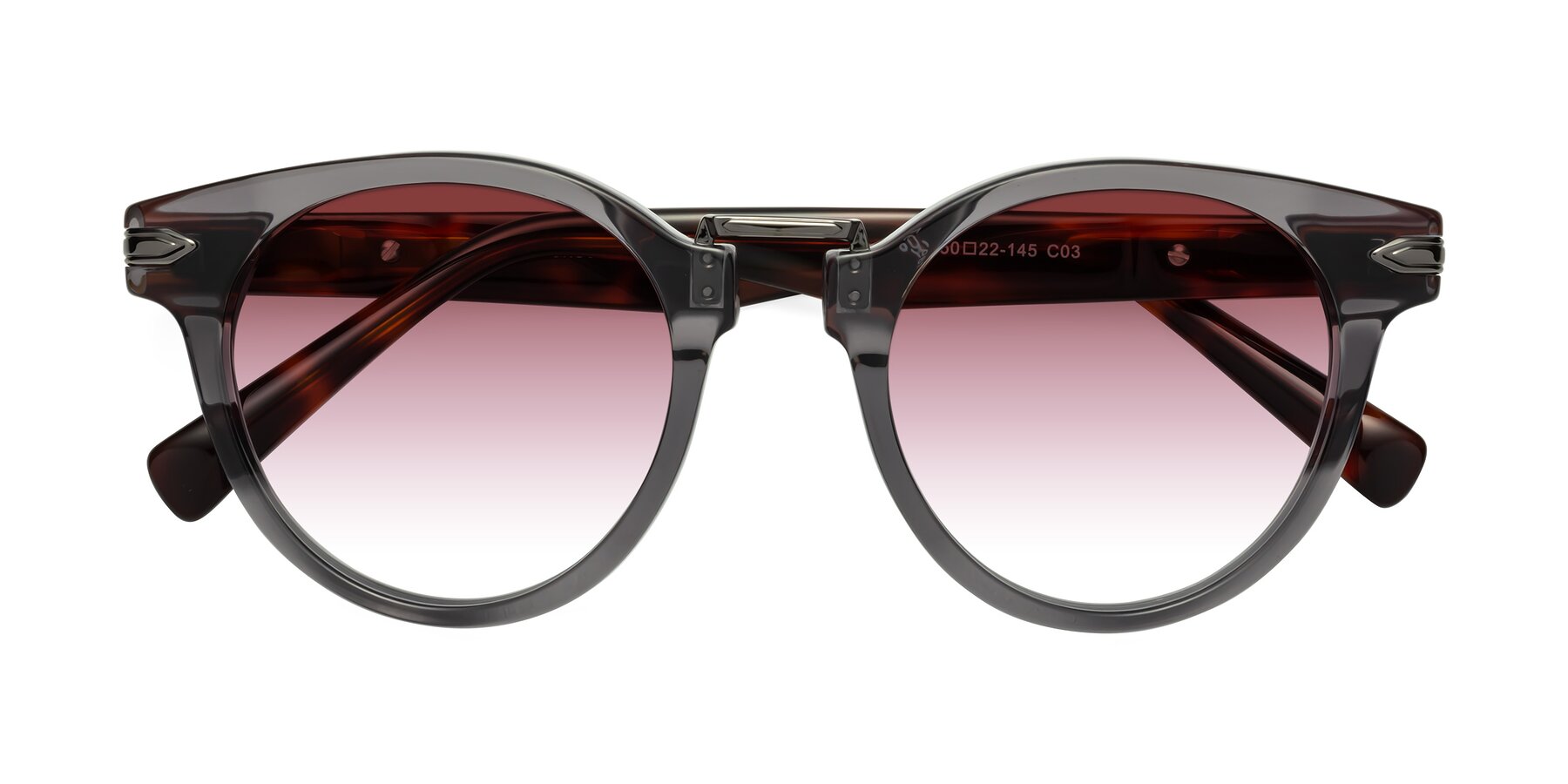 Folded Front of Alfonso in Gray /Tortoise with Garnet Gradient Lenses