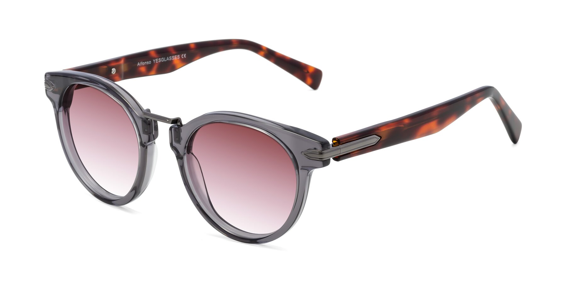 Angle of Alfonso in Gray /Tortoise with Garnet Gradient Lenses