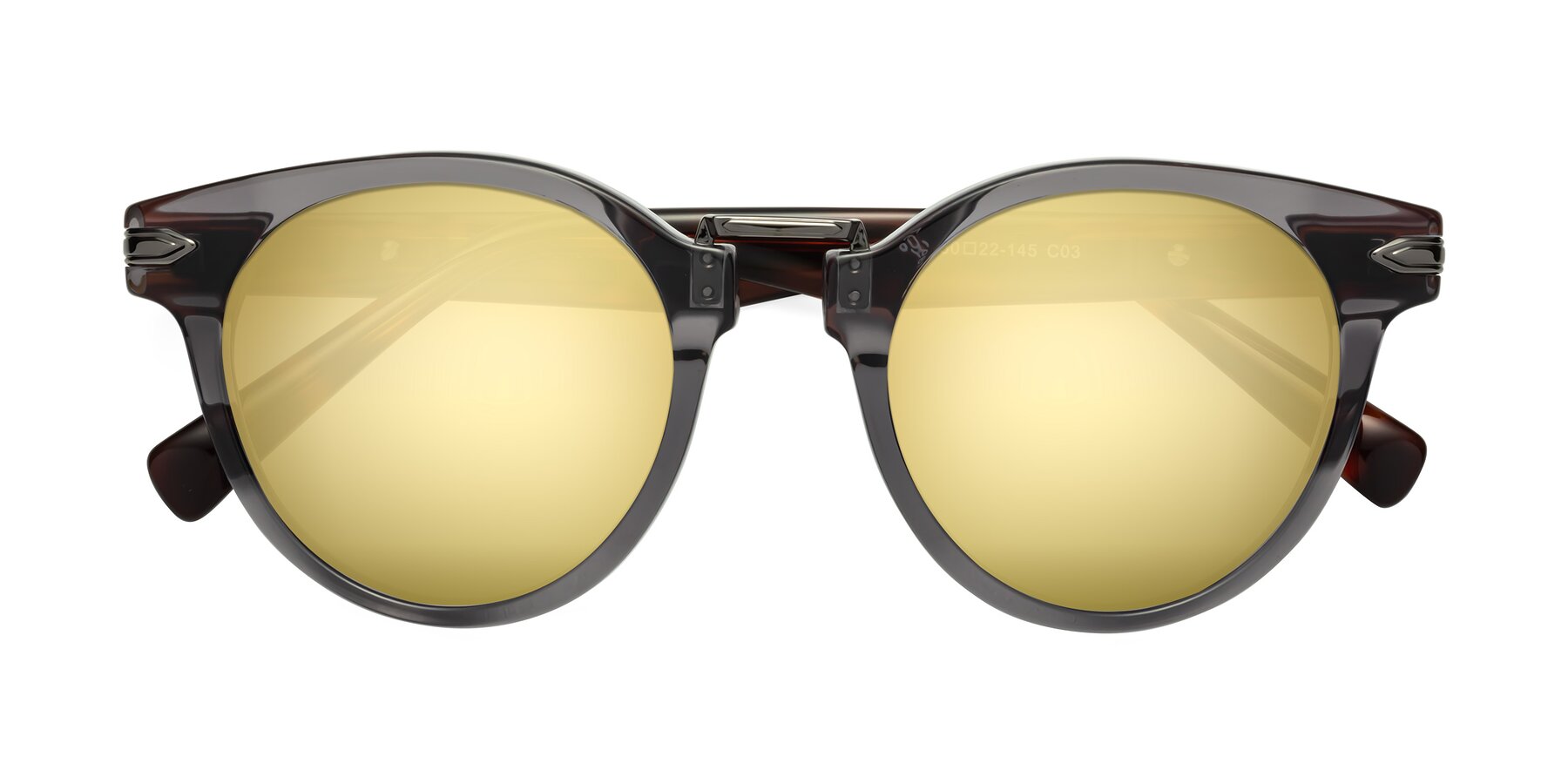 Folded Front of Alfonso in Gray /Tortoise with Gold Mirrored Lenses