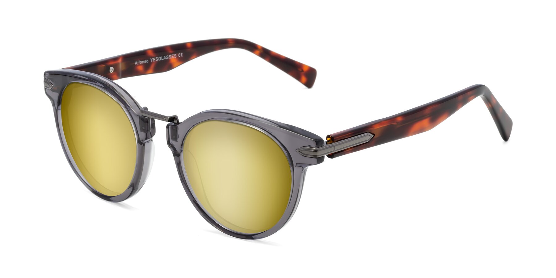 Angle of Alfonso in Gray /Tortoise with Gold Mirrored Lenses