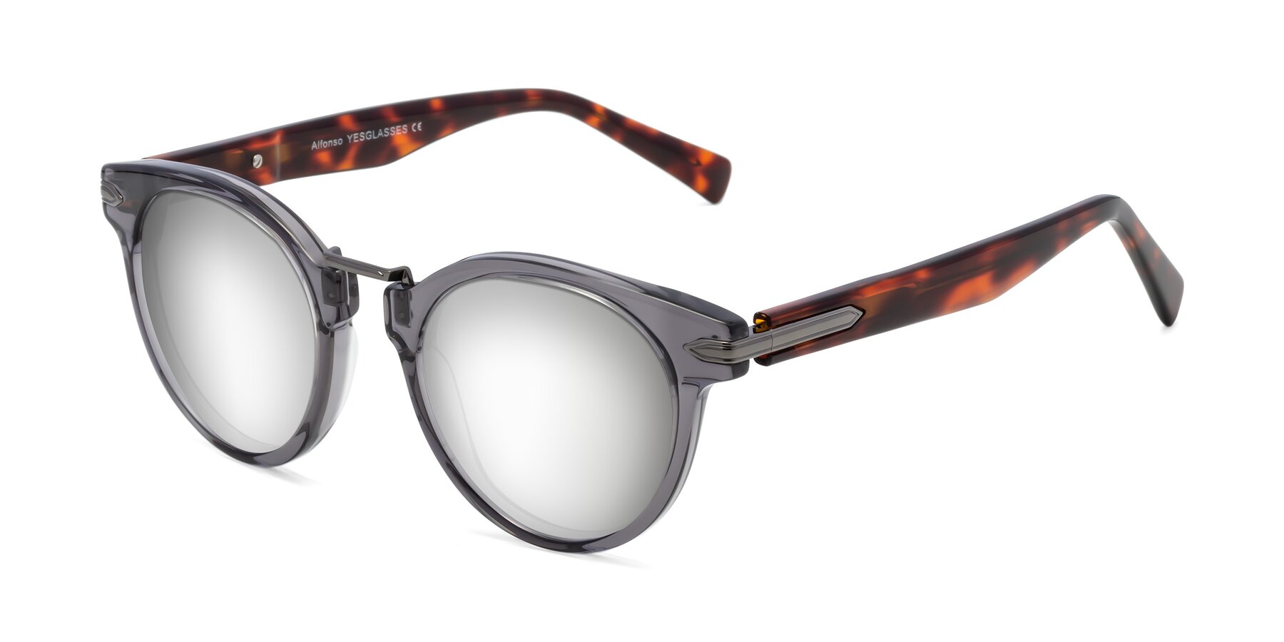 Angle of Alfonso in Gray /Tortoise with Silver Mirrored Lenses