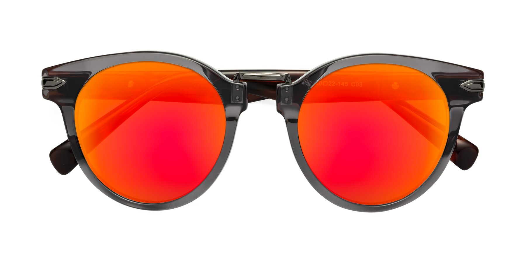 Folded Front of Alfonso in Gray /Tortoise with Red Gold Mirrored Lenses