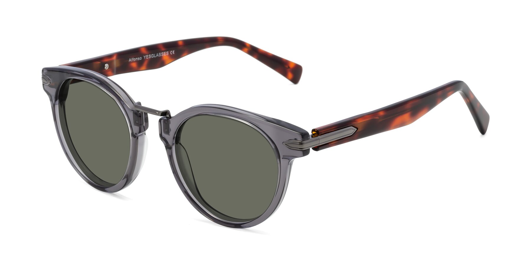 Angle of Alfonso in Gray /Tortoise with Gray Polarized Lenses