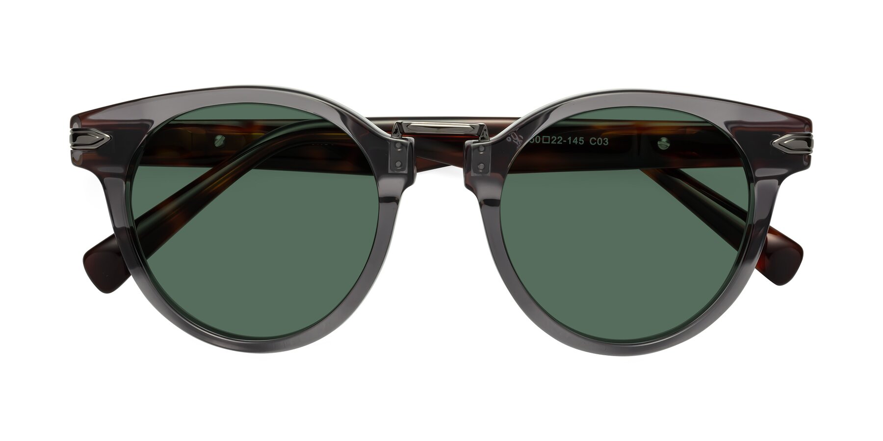 Folded Front of Alfonso in Gray /Tortoise with Green Polarized Lenses