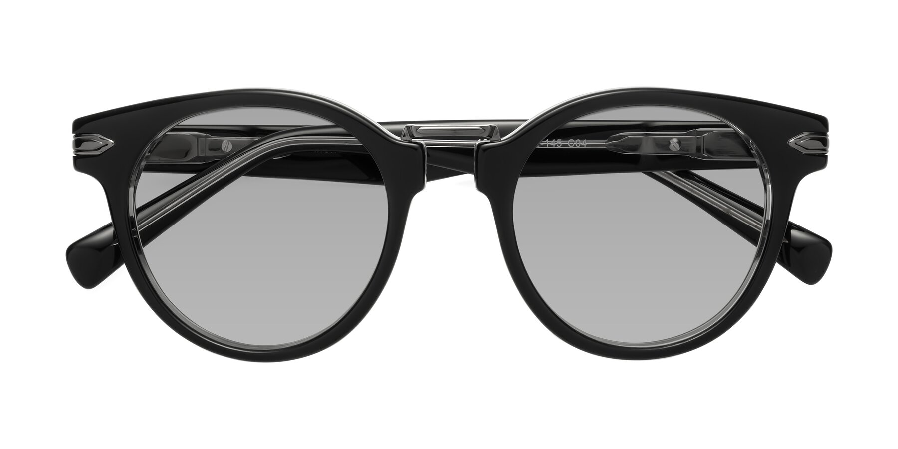 Folded Front of Alfonso in Black-Clear with Light Gray Tinted Lenses