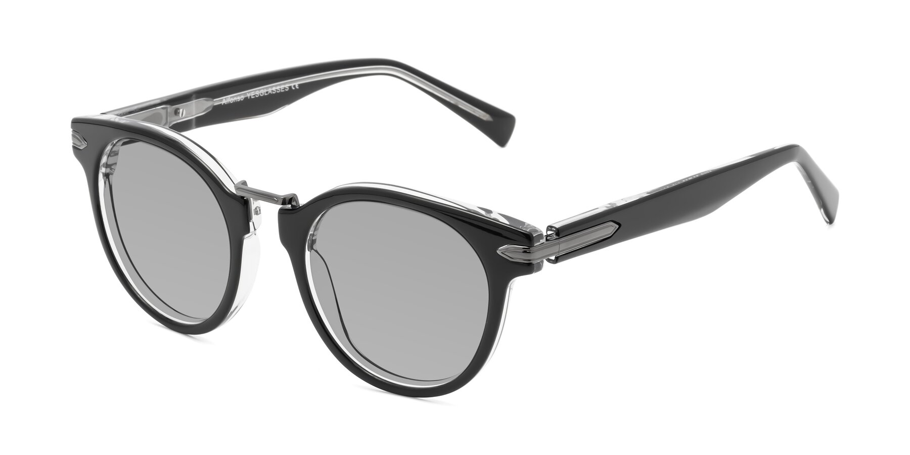 Angle of Alfonso in Black-Clear with Light Gray Tinted Lenses