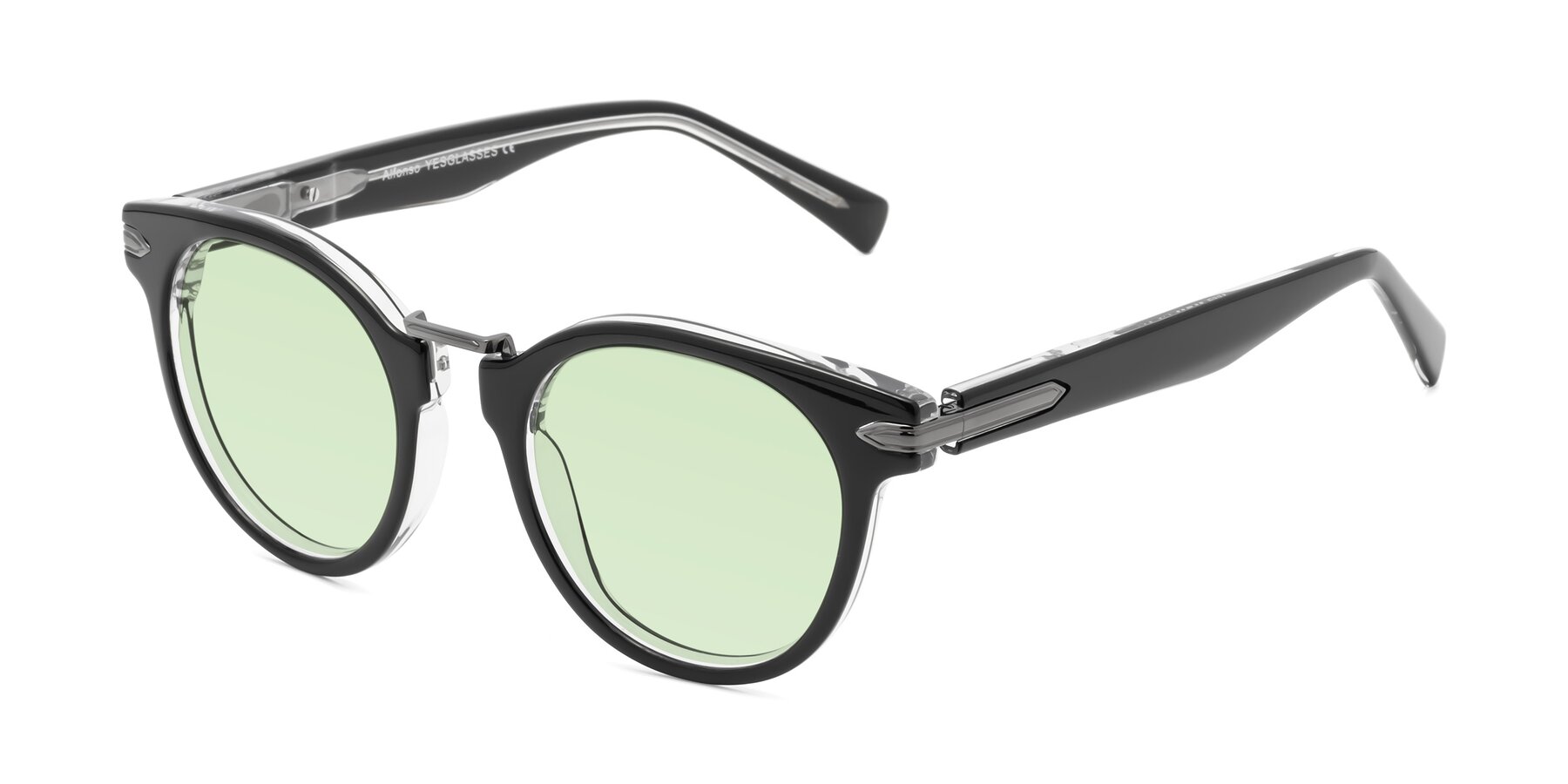 Angle of Alfonso in Black-Clear with Light Green Tinted Lenses