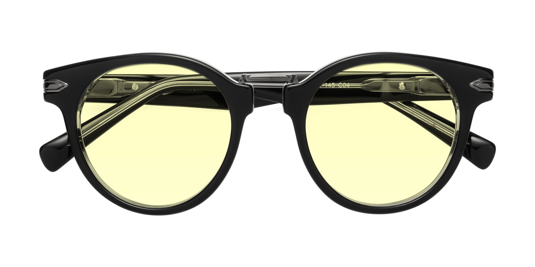 Folded Front of Alfonso in Black-Clear with Light Yellow Tinted Lenses