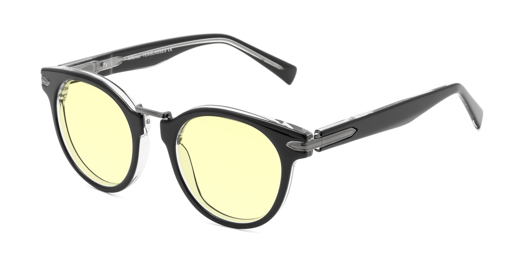 Angle of Alfonso in Black-Clear with Light Yellow Tinted Lenses