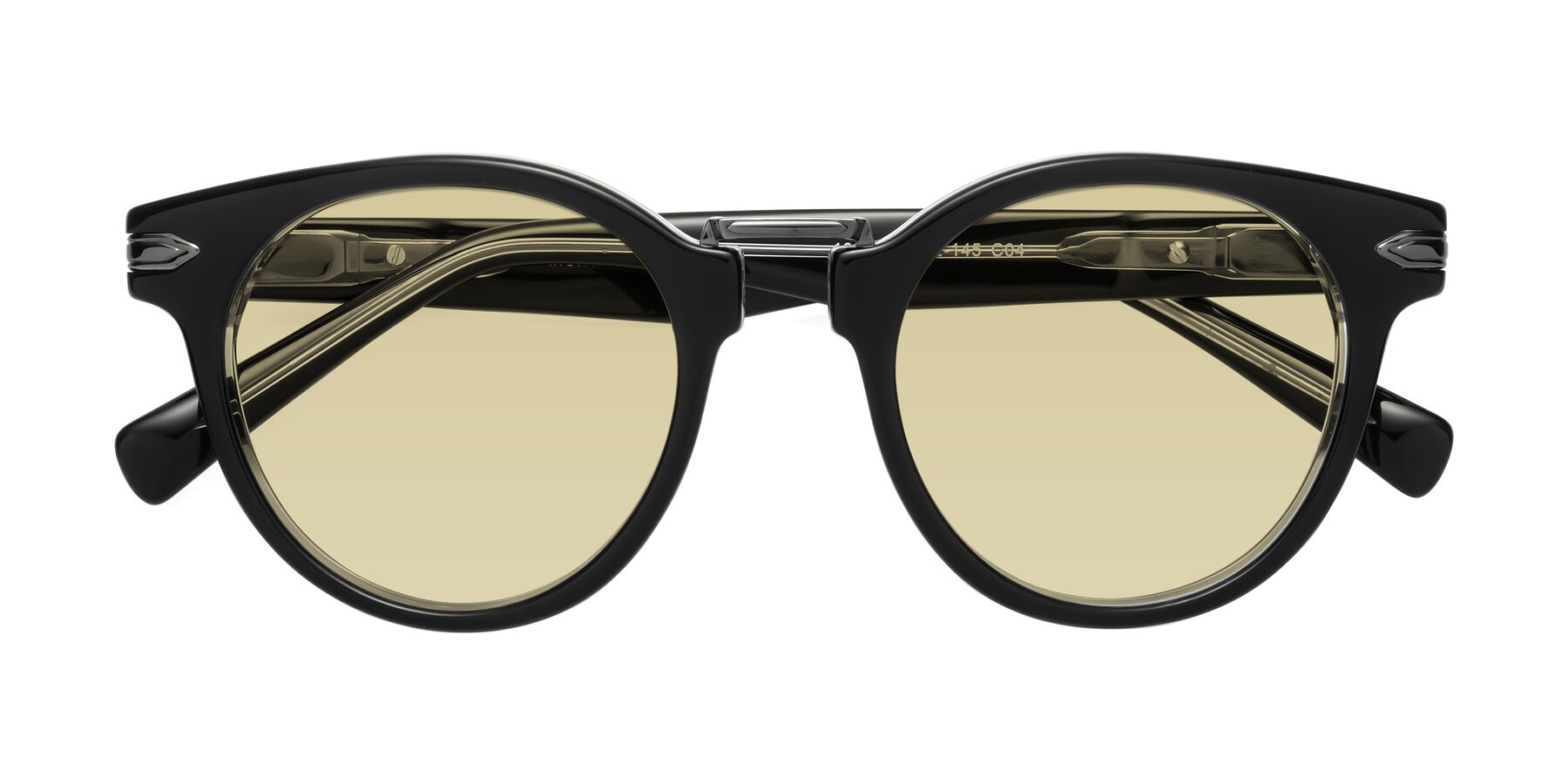 Folded Front of Alfonso in Black-Clear with Light Champagne Tinted Lenses