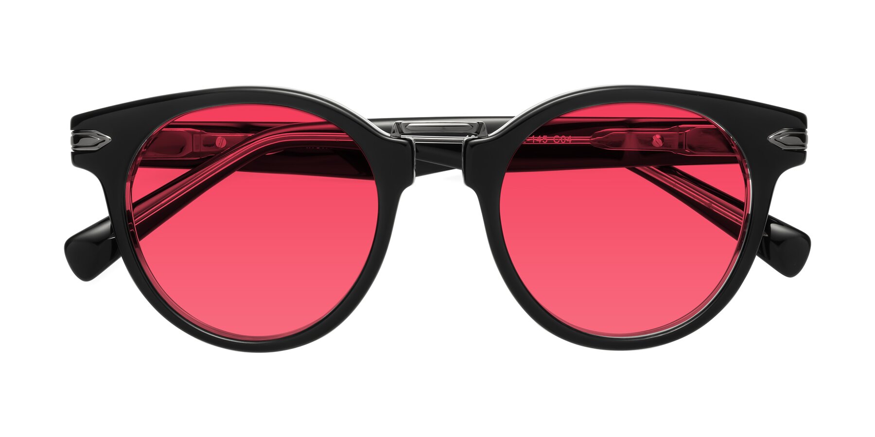 Folded Front of Alfonso in Black-Clear with Red Tinted Lenses