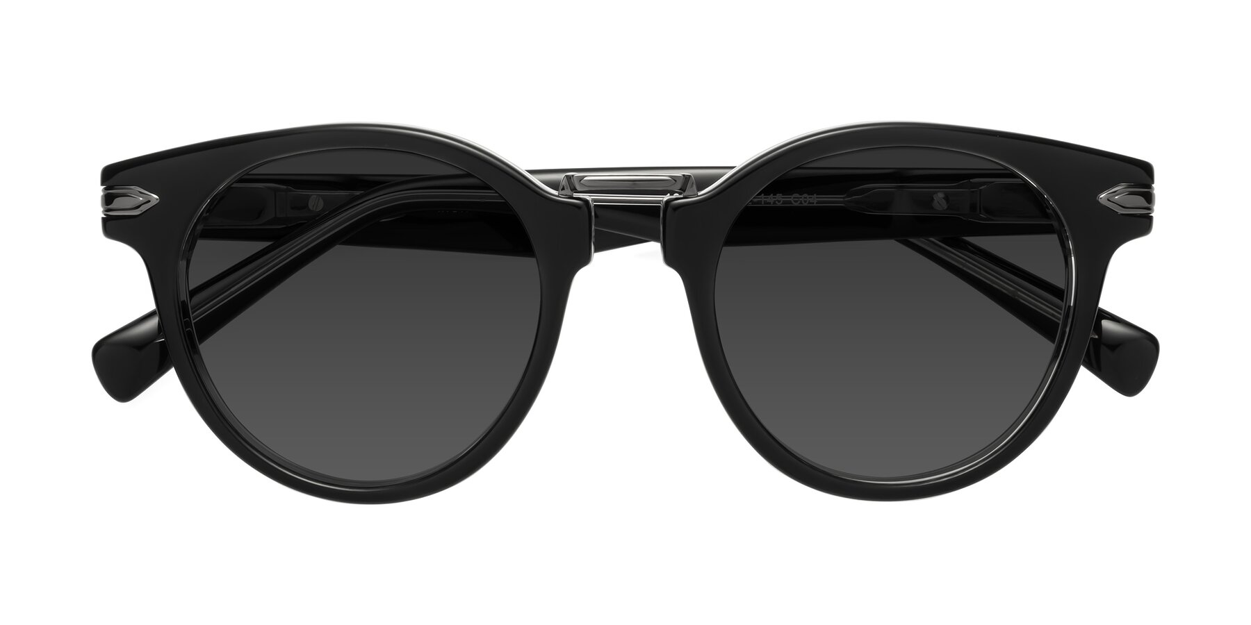 Folded Front of Alfonso in Black-Clear with Gray Tinted Lenses