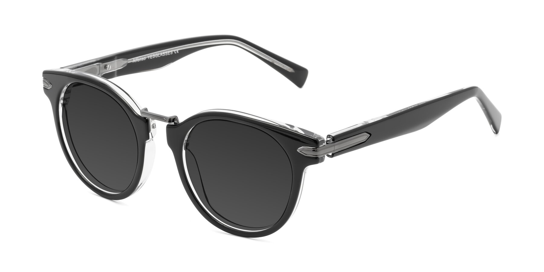 Angle of Alfonso in Black-Clear with Gray Tinted Lenses