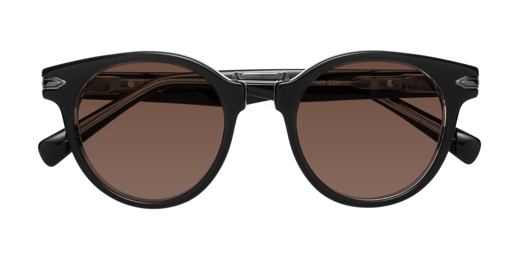 Folded Front of Alfonso in Black-Clear with Brown Tinted Lenses