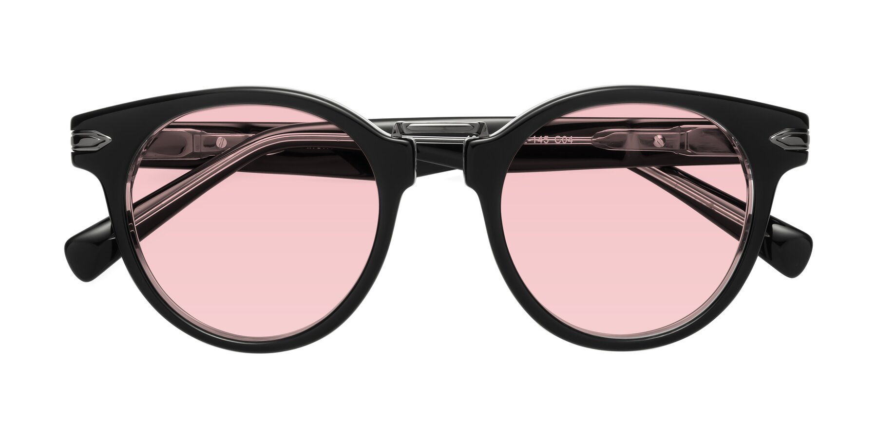 Folded Front of Alfonso in Black-Clear with Light Garnet Tinted Lenses