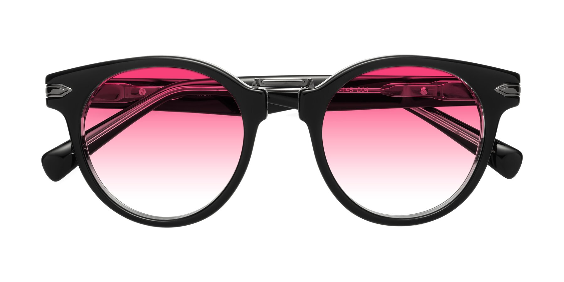 Folded Front of Alfonso in Black-Clear with Pink Gradient Lenses