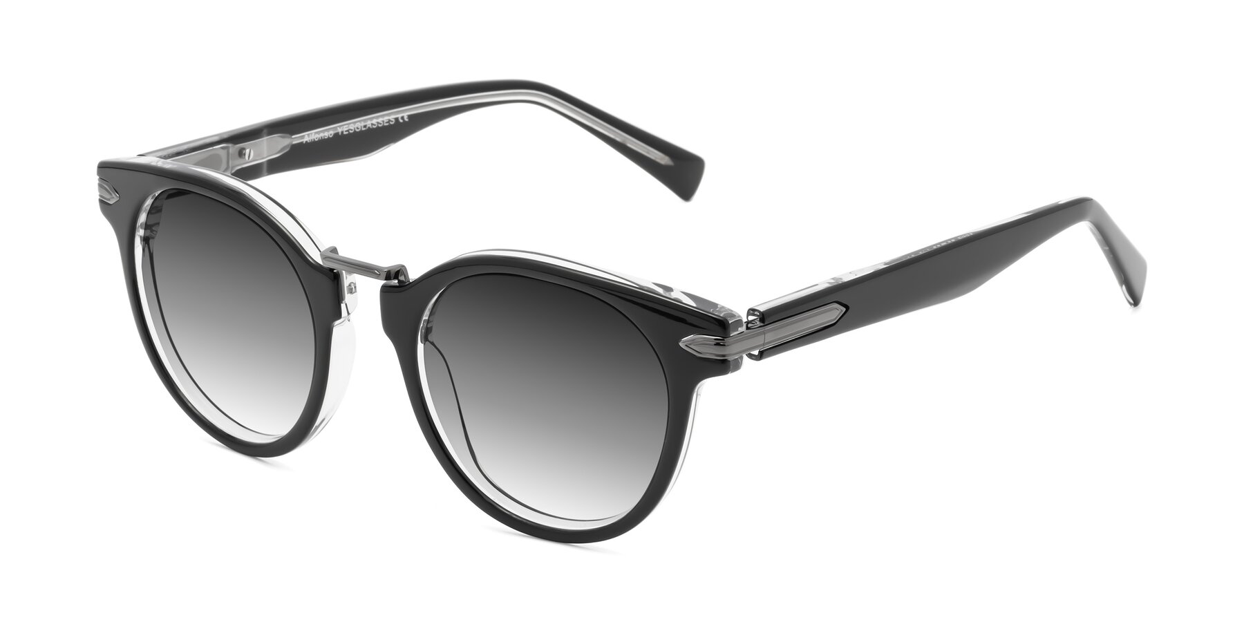 Angle of Alfonso in Black-Clear with Gray Gradient Lenses