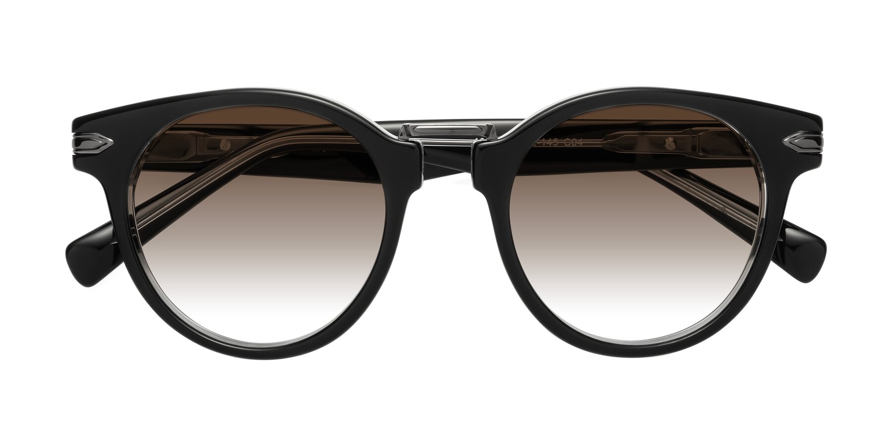 Folded Front of Alfonso in Black-Clear with Brown Gradient Lenses