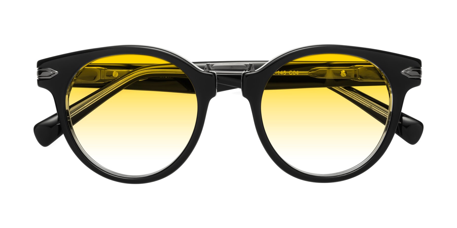 Folded Front of Alfonso in Black-Clear with Yellow Gradient Lenses