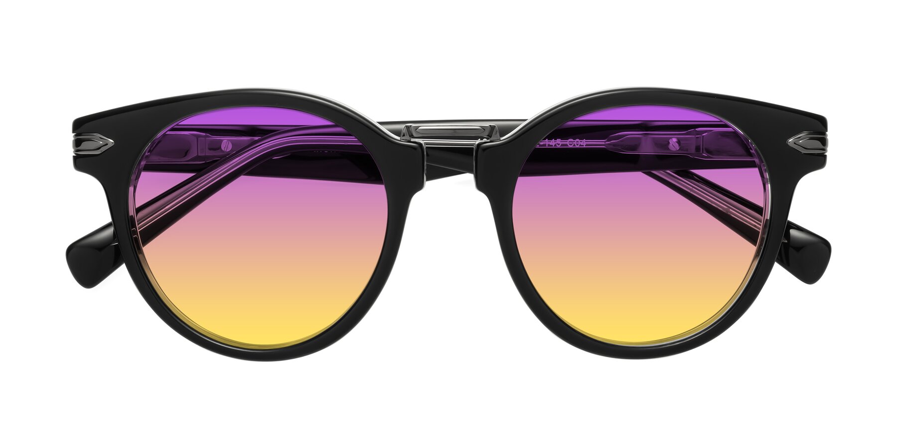 Folded Front of Alfonso in Black-Clear with Purple / Yellow Gradient Lenses