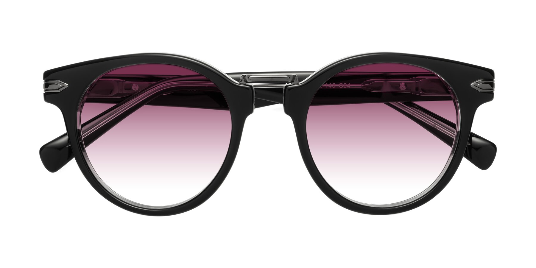 Folded Front of Alfonso in Black-Clear with Wine Gradient Lenses